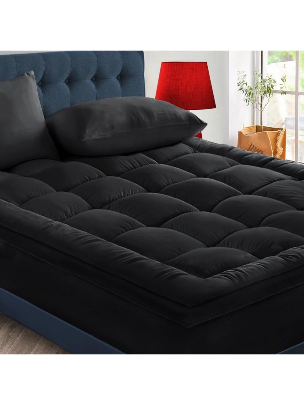 Extra Thick Queen Mattress Topper - Cooling Pad for Back Pain, Soft Pillow Top